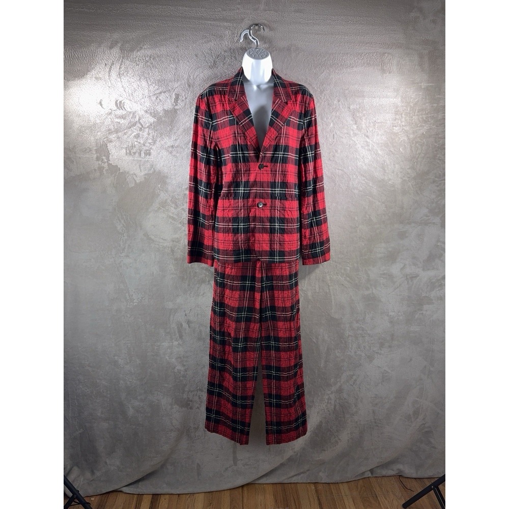 Simone Rocha X H&M Plaid Pajama Set Womens Size XS Red Sleepwear Lounge Set
